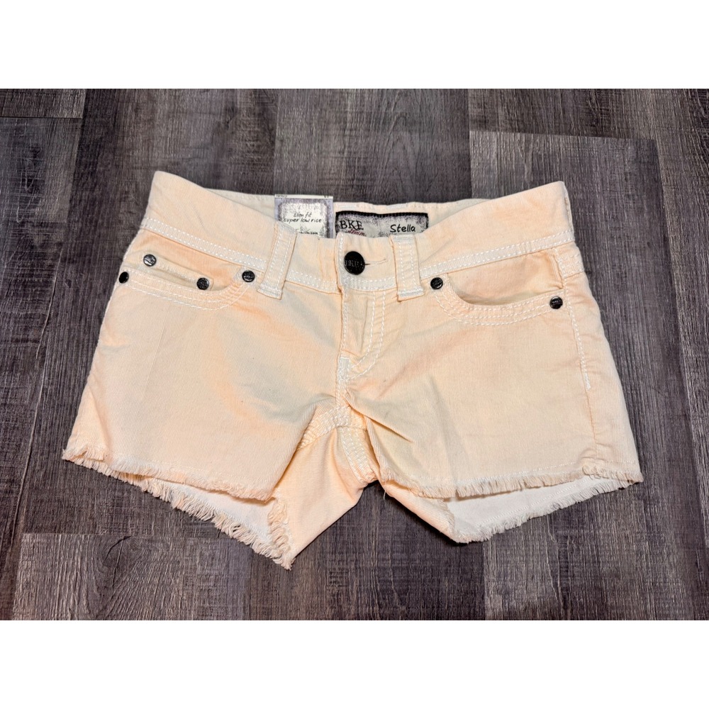 BKE Stella Corduroy Shorts Cream Super Low Rise Slim Fit NWT Size 25